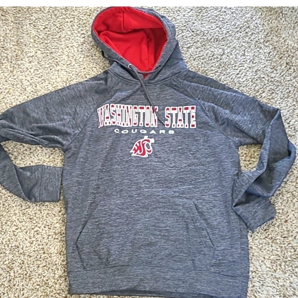 Washington State Cougars Gray and Red Hoodie.